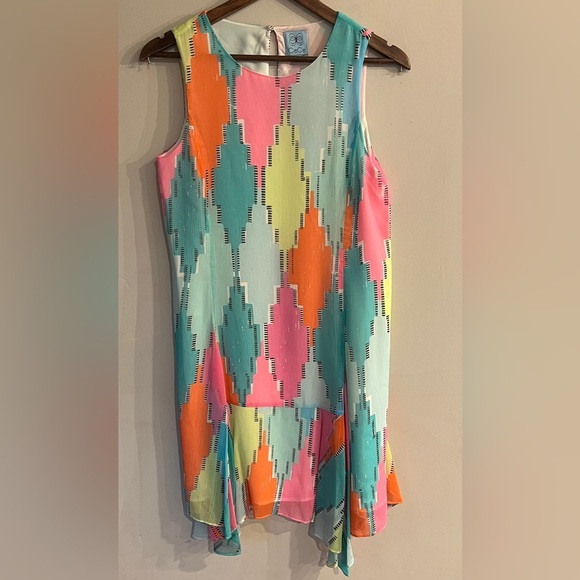 CECE Women’s Bright Argyle Print Sleeveless Flowy Tank Dress Size 2 - Picture 1 of 5